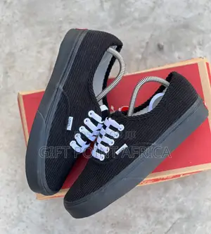 All Black Double Sole Corduroy Vans