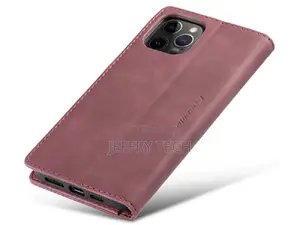 Leather Wallet Case With Stand for iPhone 12 Pro Max - Burgu