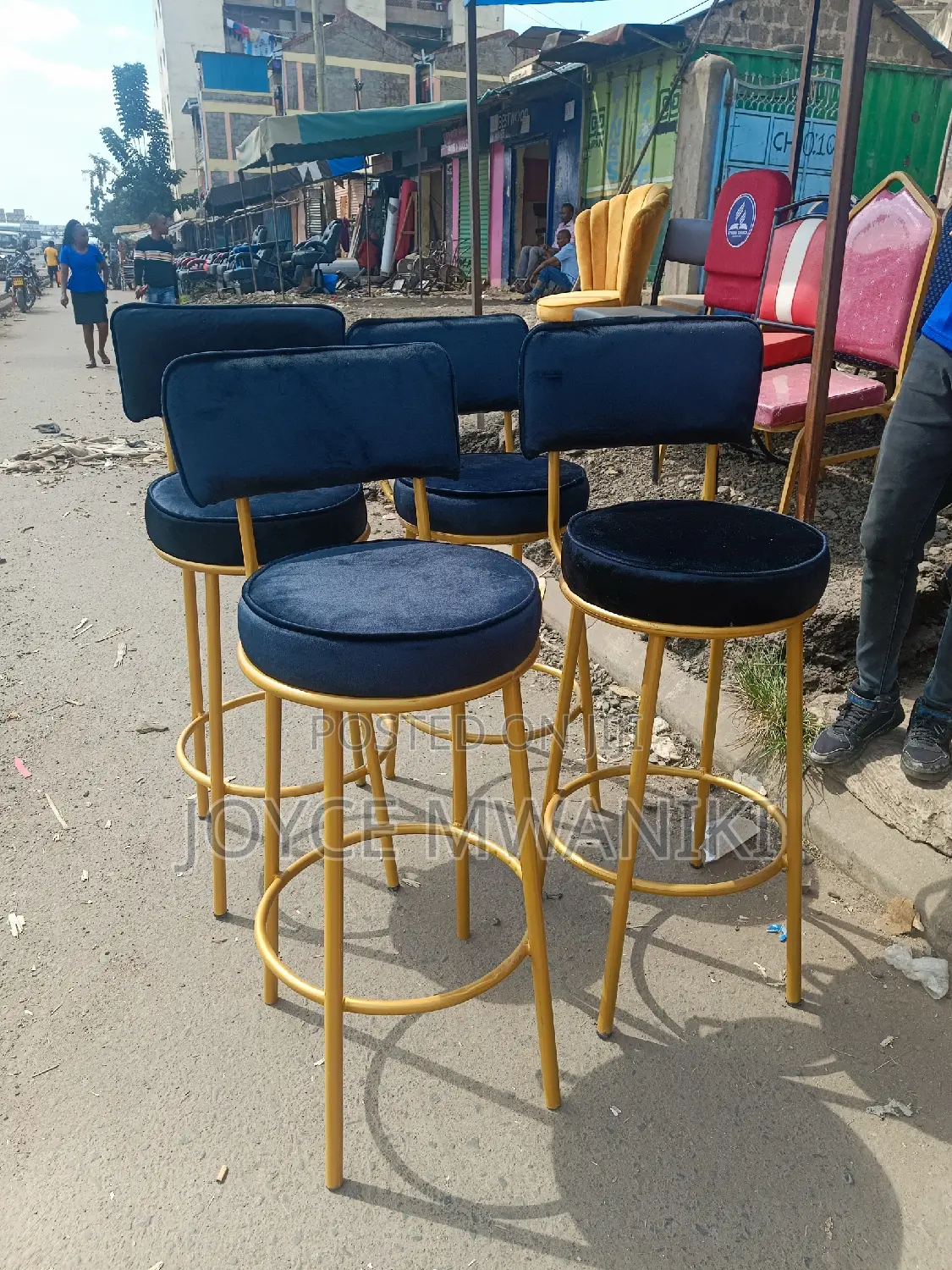 Kitchen Counter High Stools or Bar Stools, Black Velvet 