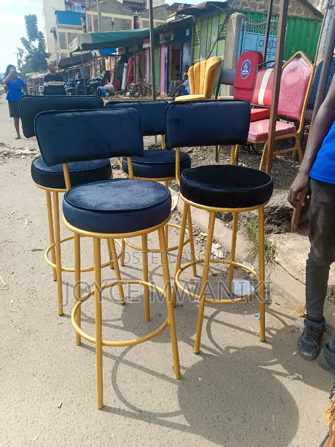Kitchen Counter High Stools or Bar Stools, Black Velvet 