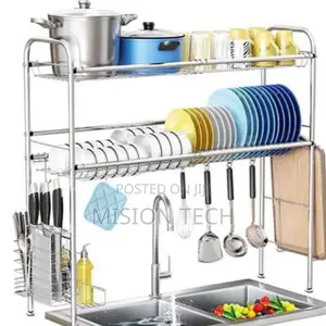 2 Tier Silver Over the Sink Dish Drainer/Over Sink Dishrack