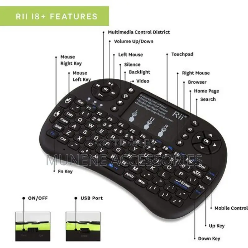 Recharge Mini Wireless Bluetooth Keyboard Touchpad Backlit