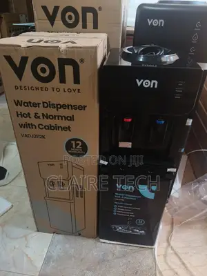 Black Von Hot and Normal Water Dispenser With Cup Cabinet.