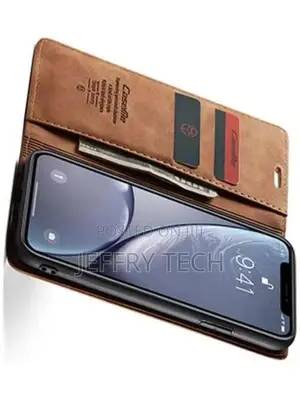Leather Wallet Case With Stand for iPhone XR - Tan