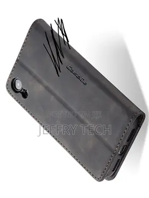 Leather Wallet Case With Stand for iPhone XR - Charcoal
