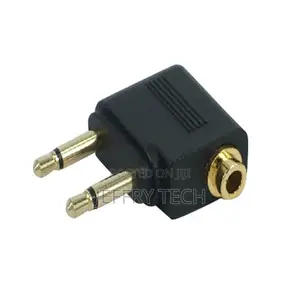 3.5mm Female to 2 Male Stereo Airplane Headset Ear Audio-