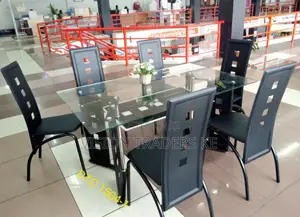 Dinning Table Executive 6 Sitters Glass Top Set