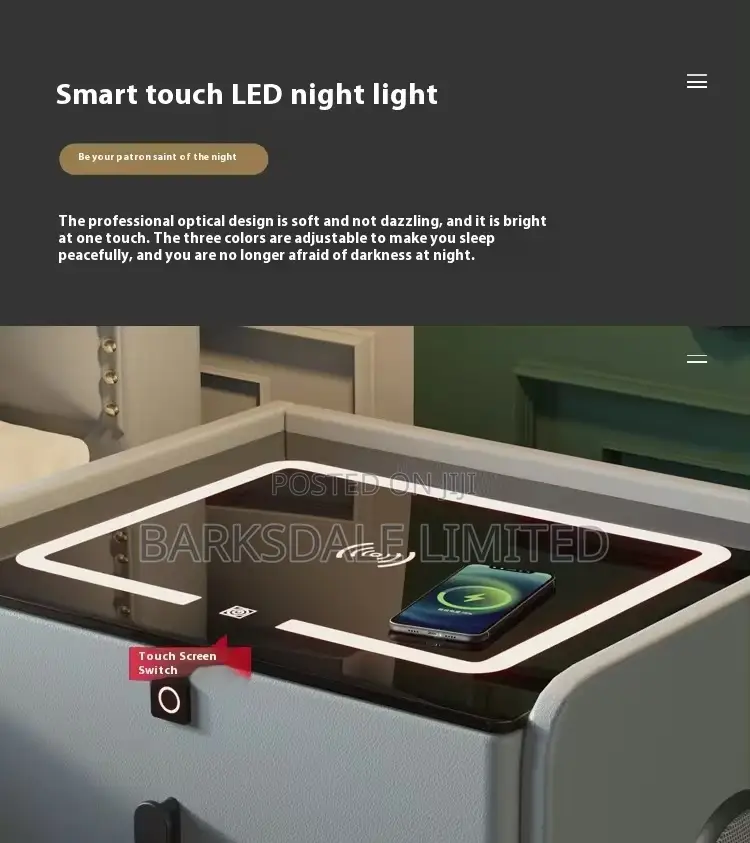 Smart Bedside Lamp Wireless Charging LED Lights Speakers