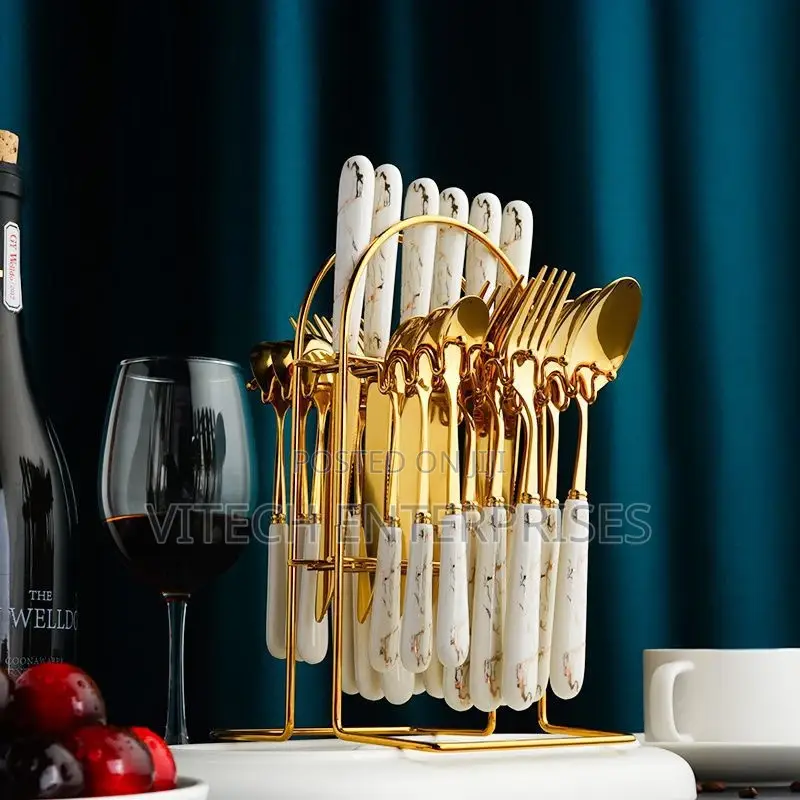 24pcs Marble Cutlery Set