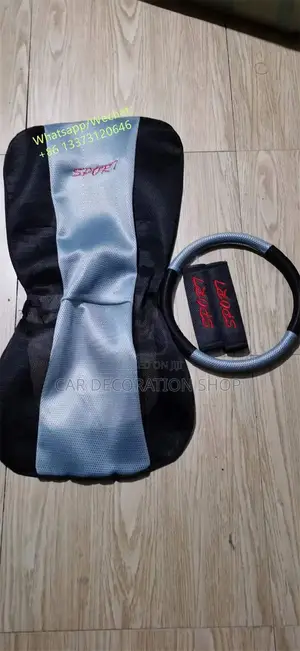 Grey Black With Steering Wheel Cover Car Seat Cloth
