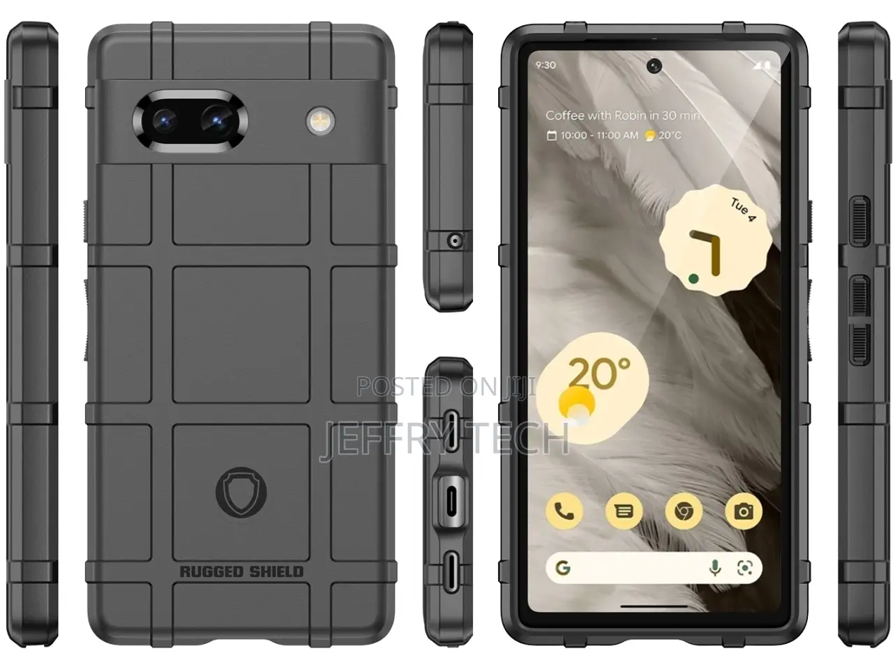 Google Pixel 7a Rugged Shield Anti-Shock Case Black