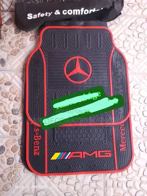 5pc Mercedes Red Logo Rubber Floor Car Mats