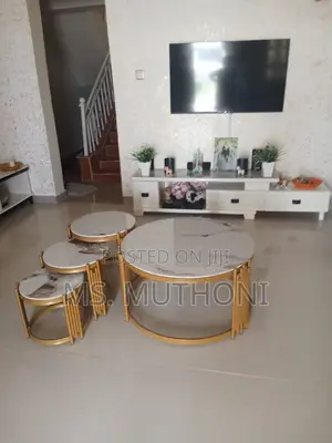 Coffee Table 80cm Diameter Plus Three Nesting Stools)