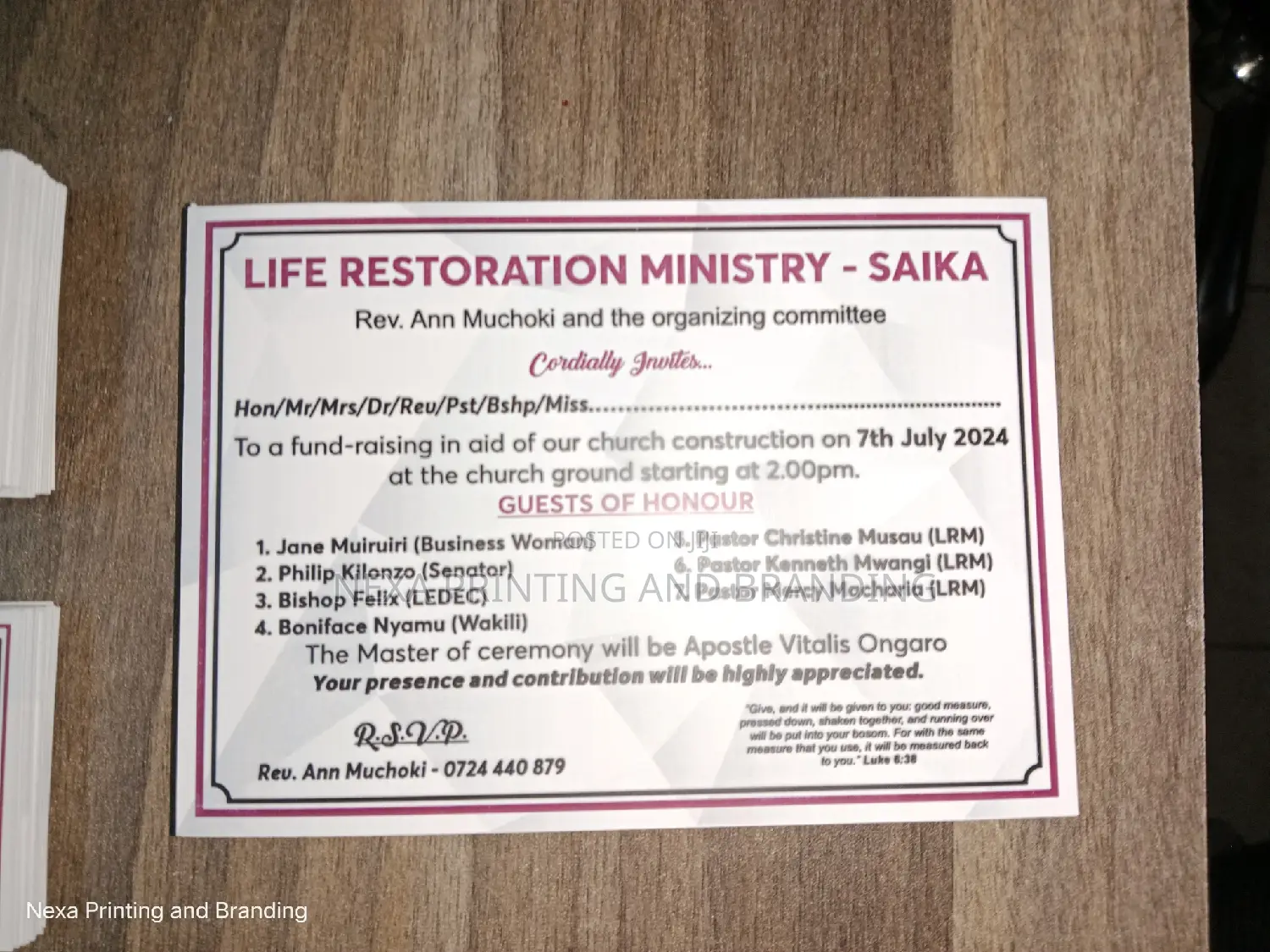 A6 Fund Raising Invitation Cards