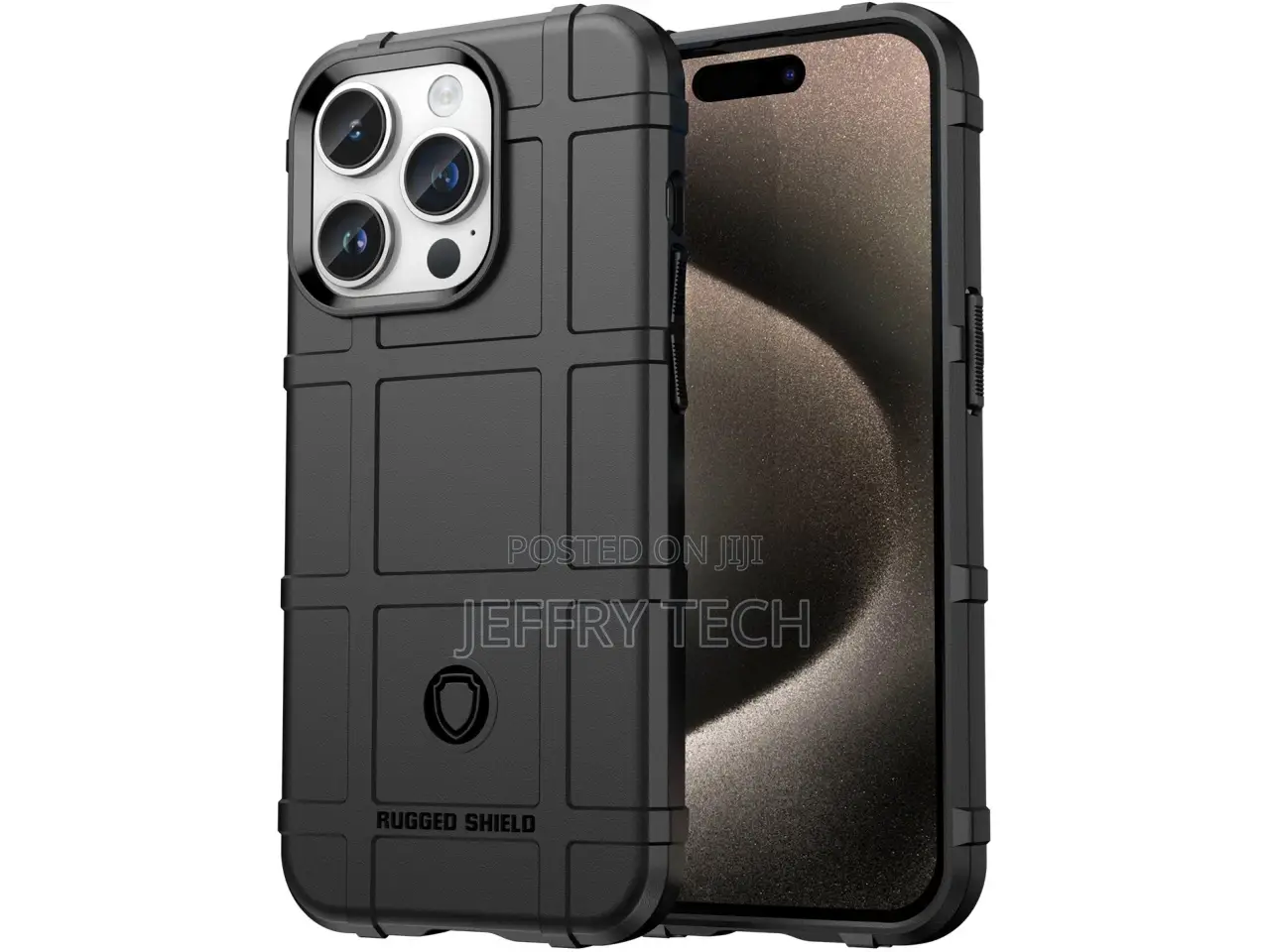 Apple iPhone 15 Pro Max Rugged Shield Anti-Shock Case Black