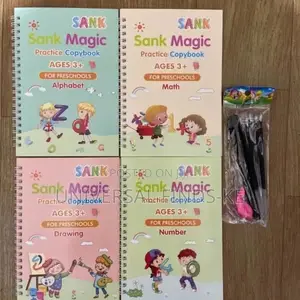 Reusable 4pcs Kids Preschool Handwriting Sank Books