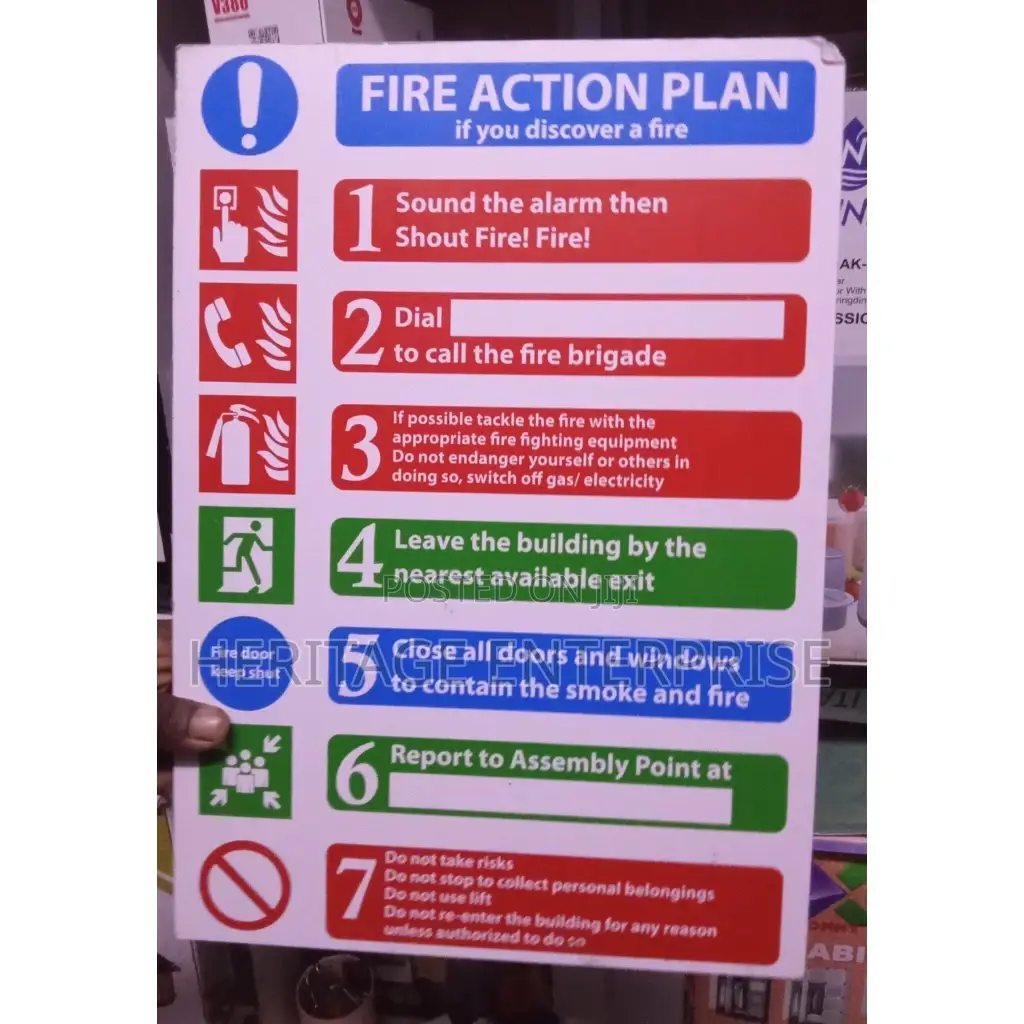 Fire Action Sign,