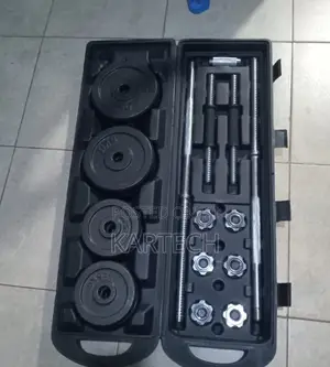 Dumbbell With Adjustable Plates 50kgs + Barbell + Case