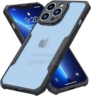 iPhone 13 Pro Max Back Cover Case (Clear PC + Black TPU Bump