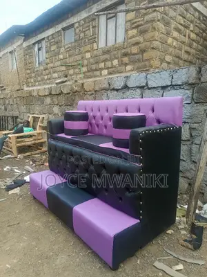 Pedicure Seat, 3 Seater Purple and Black 
