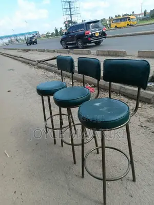 Powder Coated High Stools, Leather Green 
