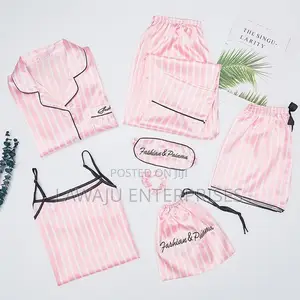 7 PCS Silk Stripped Pajama Set