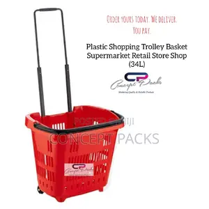 5pcs - 34l Plastic Shopping Trolley Basket for Supermarket