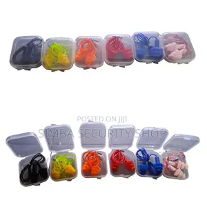 6 Multi Color Silicone Ear Plugs Plastic Box With String