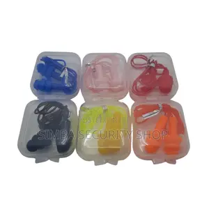 6 Multi Color Silicone Ear Plugs Plastic Box With String