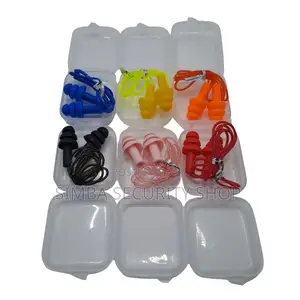 6 Multi Color Silicone Ear Plugs Plastic Box With String