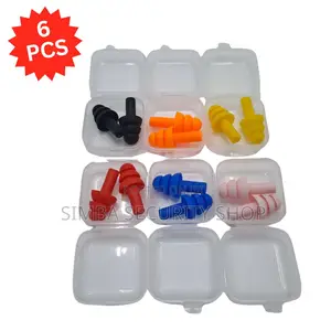 6 Colors Silicon Ear Plugs With Plastic Case Cordless