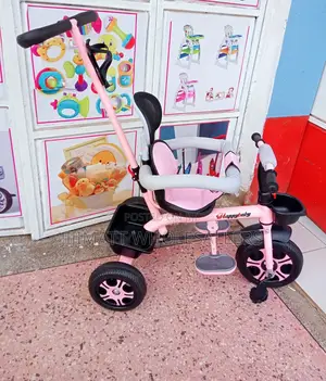 Push Tricycle With Side Bars Colour Pink.