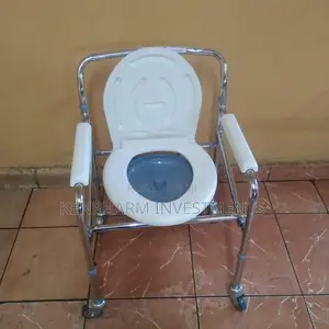 Commode Chair With Wheels and Backrest