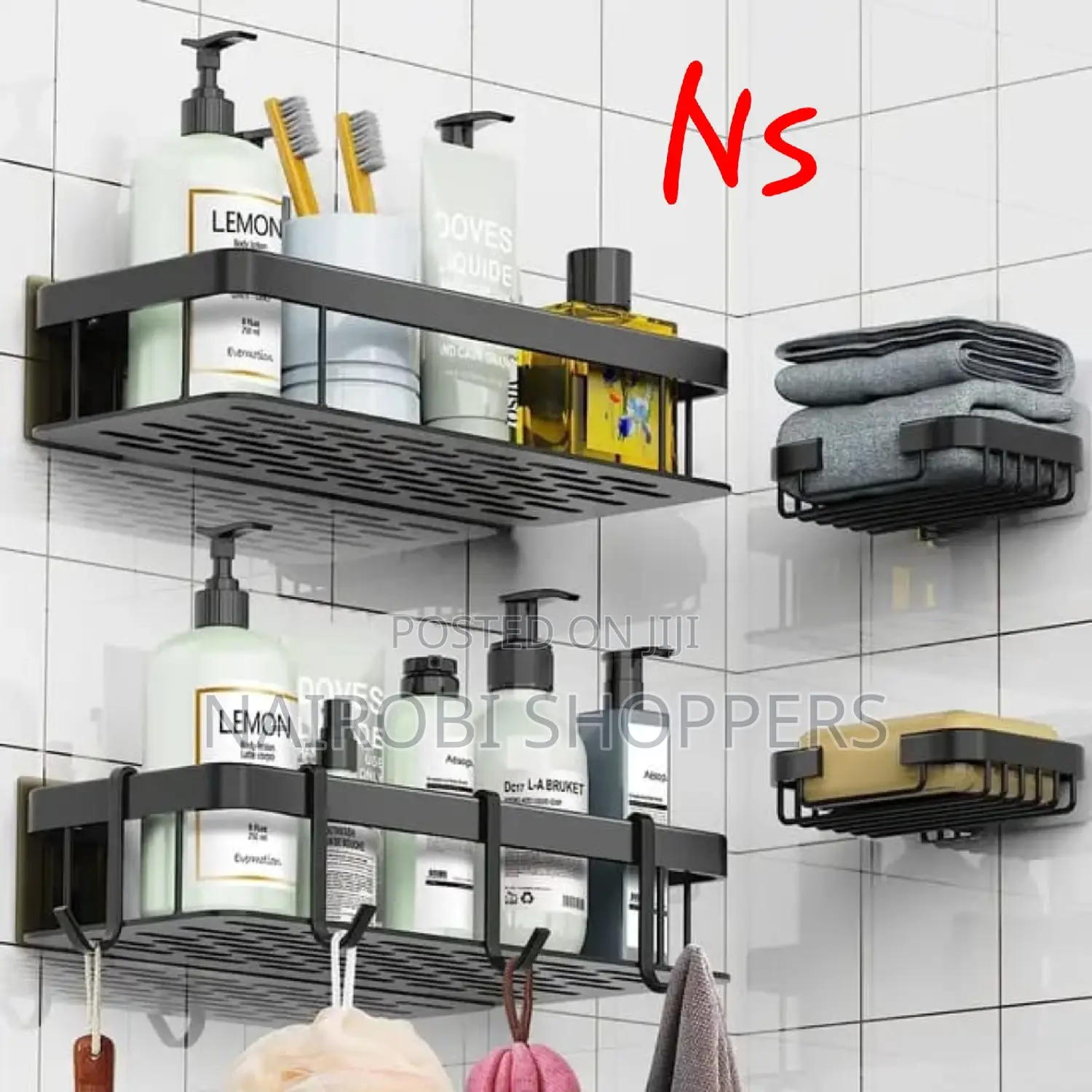 4pcs Shower Caddy With Adhesives