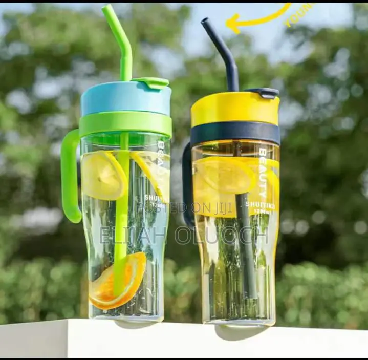800ml Juice Cups With Silicone Straw