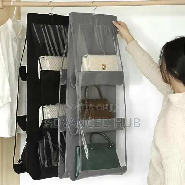 6 Pocket Double Sided Handbag Purse Hanging Organizer