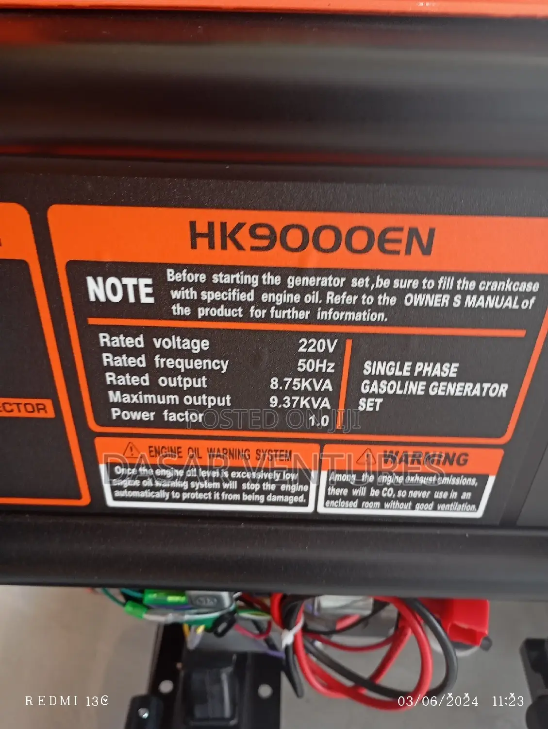 Generator Hk-9000 Single Phase 9kva