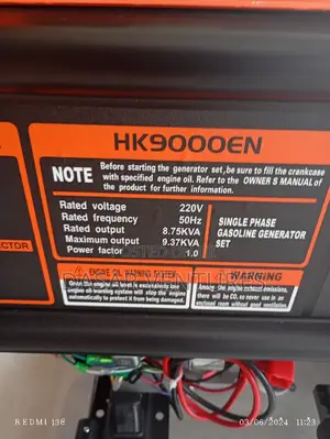 Generator Hk-9000 Single Phase 9kva