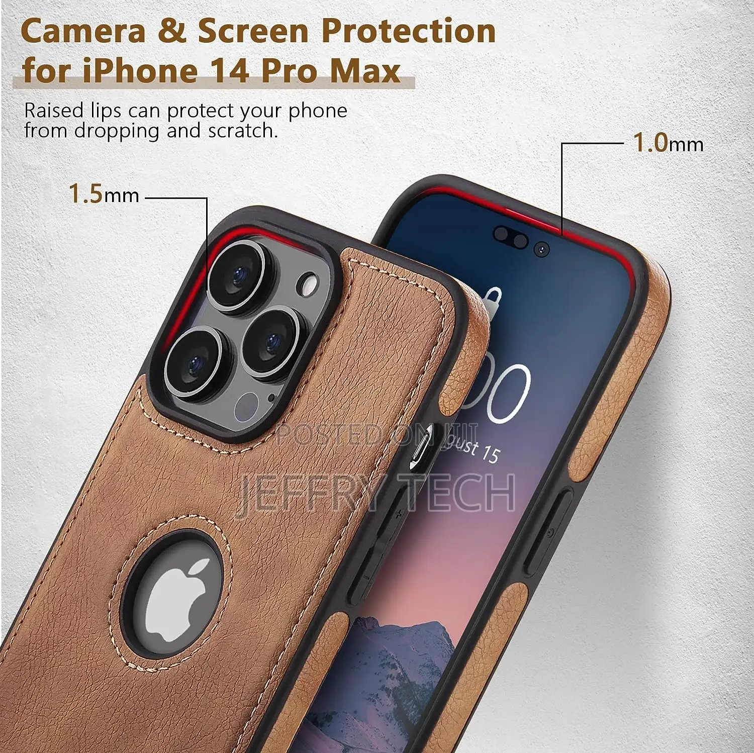 iPhone 14 Pro Max Leather Case, Thin Flexible Soft Grip Luxu