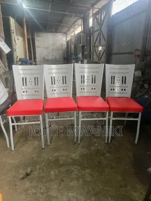 Restaurant Powder Coated Chairs, White and Red 