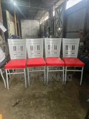 Restaurant Powder Coated Chairs, White and Red 
