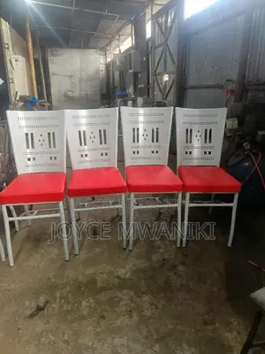 Restaurant Powder Coated Chairs, White and Red 