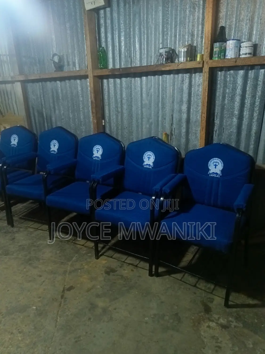 Church Chairs, With Armrest Dark Blue 
