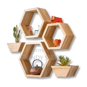 5 Pc Hexagonal Floating Shelves