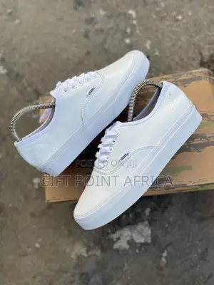 White Soft Leather Double Sole Vans