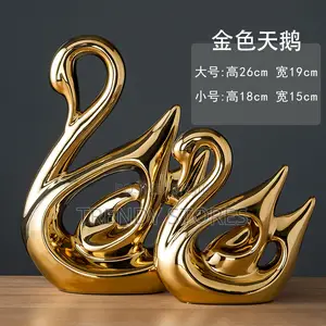 2pc Ceramic Swan Decor