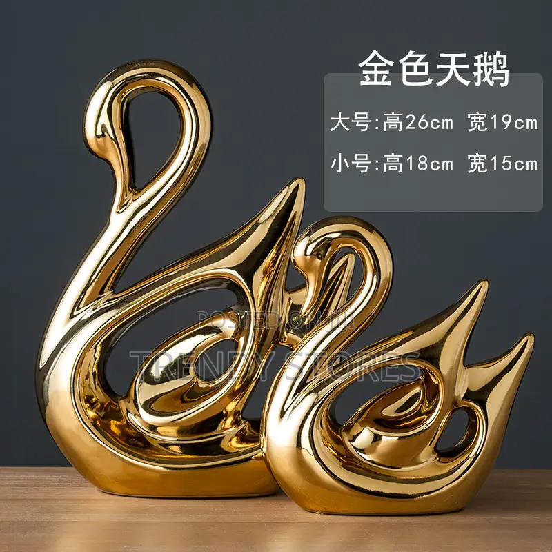 2pc Ceramic Swan Decor