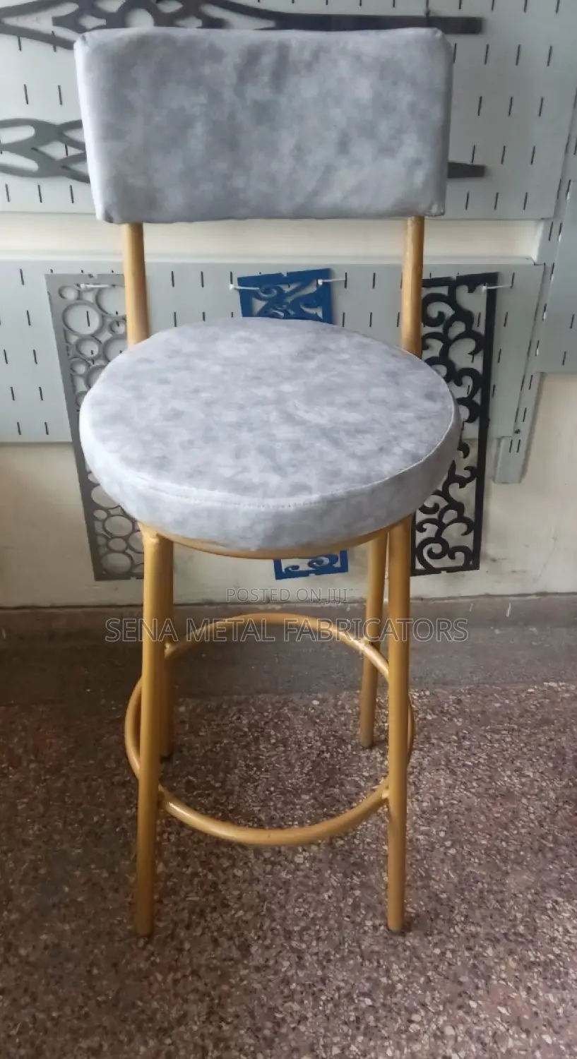 Kitchen Counter Stools/ Bar Stools Grey and Gold Metal.
