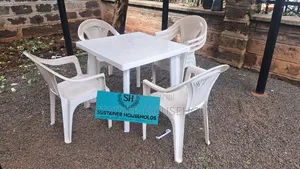 Square Plastic Table With 4 Plastic Chairs Sets