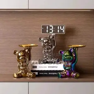 Bear Figurine With Clock